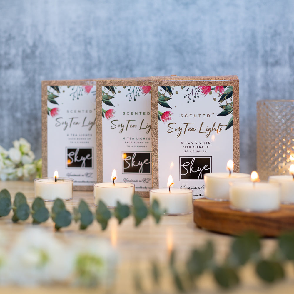 floral soy tea light